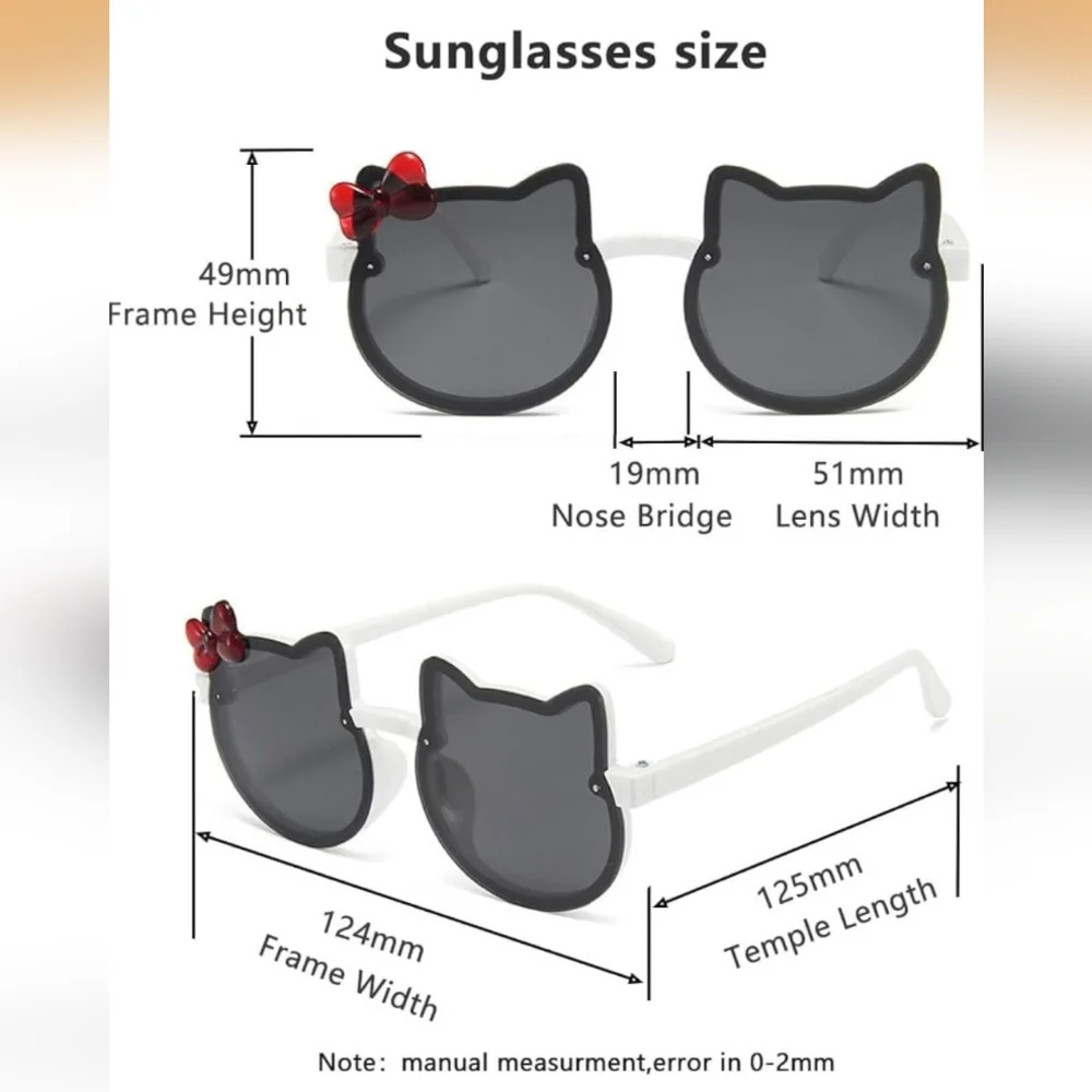 Hello Kitty Cat-Ear Sunglasses with Red Bow And Hard Shell Zipper Carrying Case